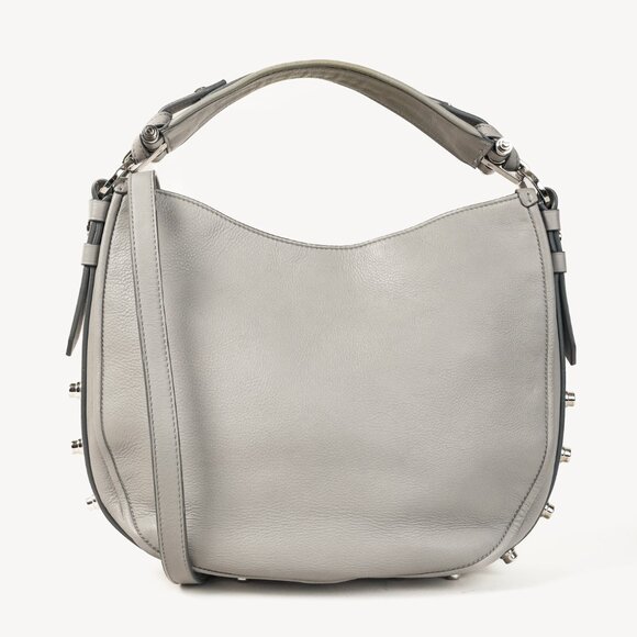Givenchy Obsedia Pearl Grey Leather Studded Small Hobo Bag - Picture 1 of 14